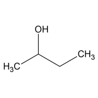 Molekulare Struktur von Methylethylketon (MEK) mit fünf Kohlenstoffatomen, zehn Wasserstoffatomen und einem Sauerstoffatom.