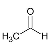 Molekulare Struktur von Essigsäure mit zwei Kohlenstoffatomen, vier Wasserstoffatomen und zwei Sauerstoffatomen.
