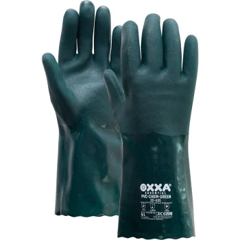 Grüne PVC-Handschuhe mit Unterarmschutz: Flexibel und chemikalienbeständig - OXXA PVC-Chem-Green 20-435