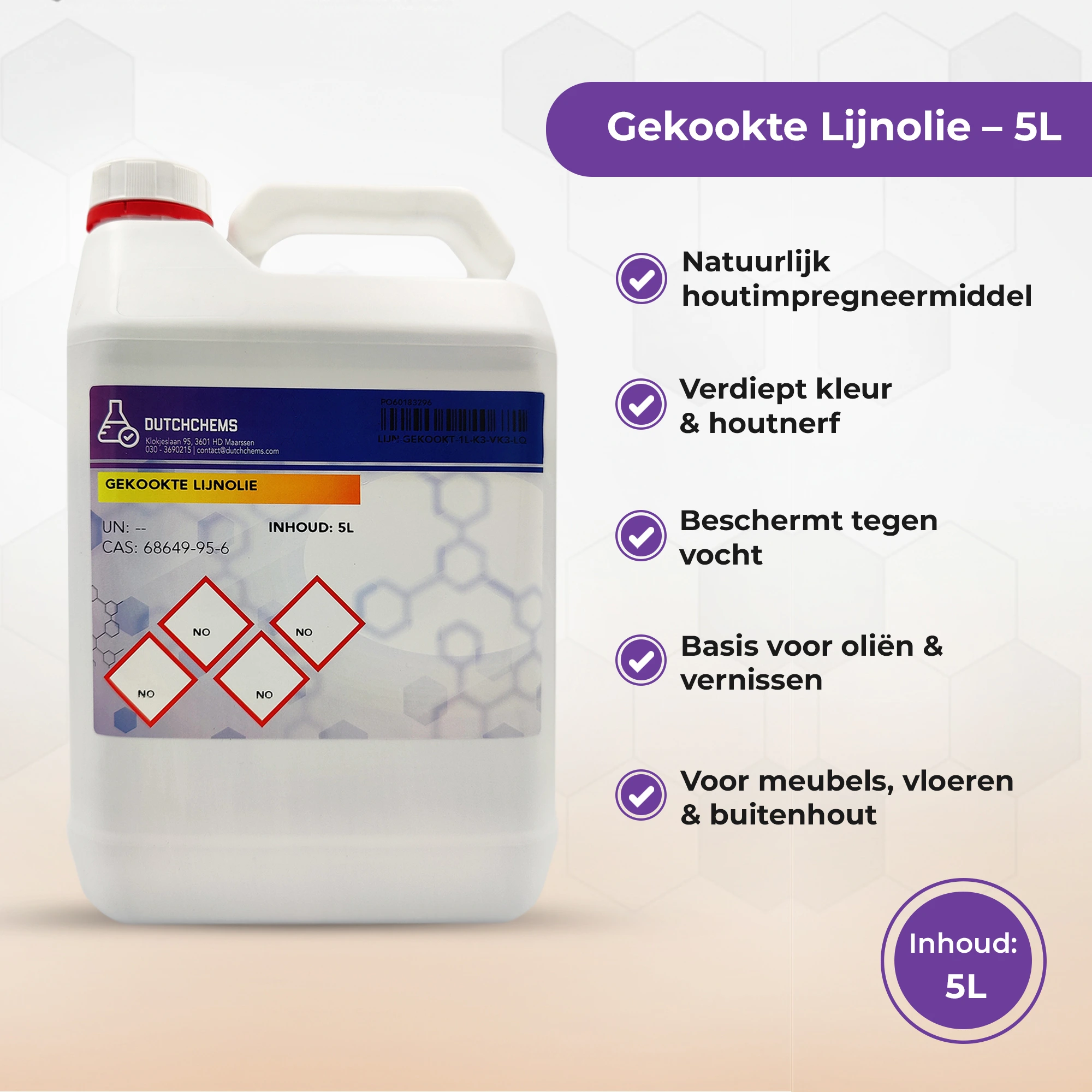 DutchChems Gekookte Lijnolie 5 Liter Blik