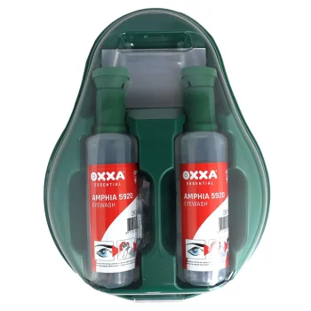 OXXA Bravis 5930 Wandhalterung mit 2 Augenspülflaschen à 500 ml und einem Spiegel