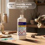 Aceton 1 Liter in einem Arbeitsbereich mit Tuch und Werkzeug