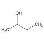 Molekulare Struktur von Methylethylketon (MEK) mit fünf Kohlenstoffatomen, zehn Wasserstoffatomen und einem Sauerstoffatom.