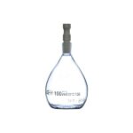 100-ml-Laborkolben aus Glas mit weißem Stopfen für chemische Experimente und Analysen.