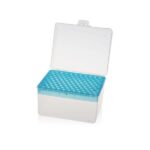 Saubere Labor-Aufbewahrungsbox aus Kunststoff mit blauen Probenmulden für chemische und biologische Tests.