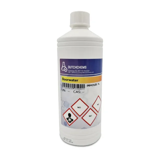 Eine weiße Flasche Boorwater von DutchChems