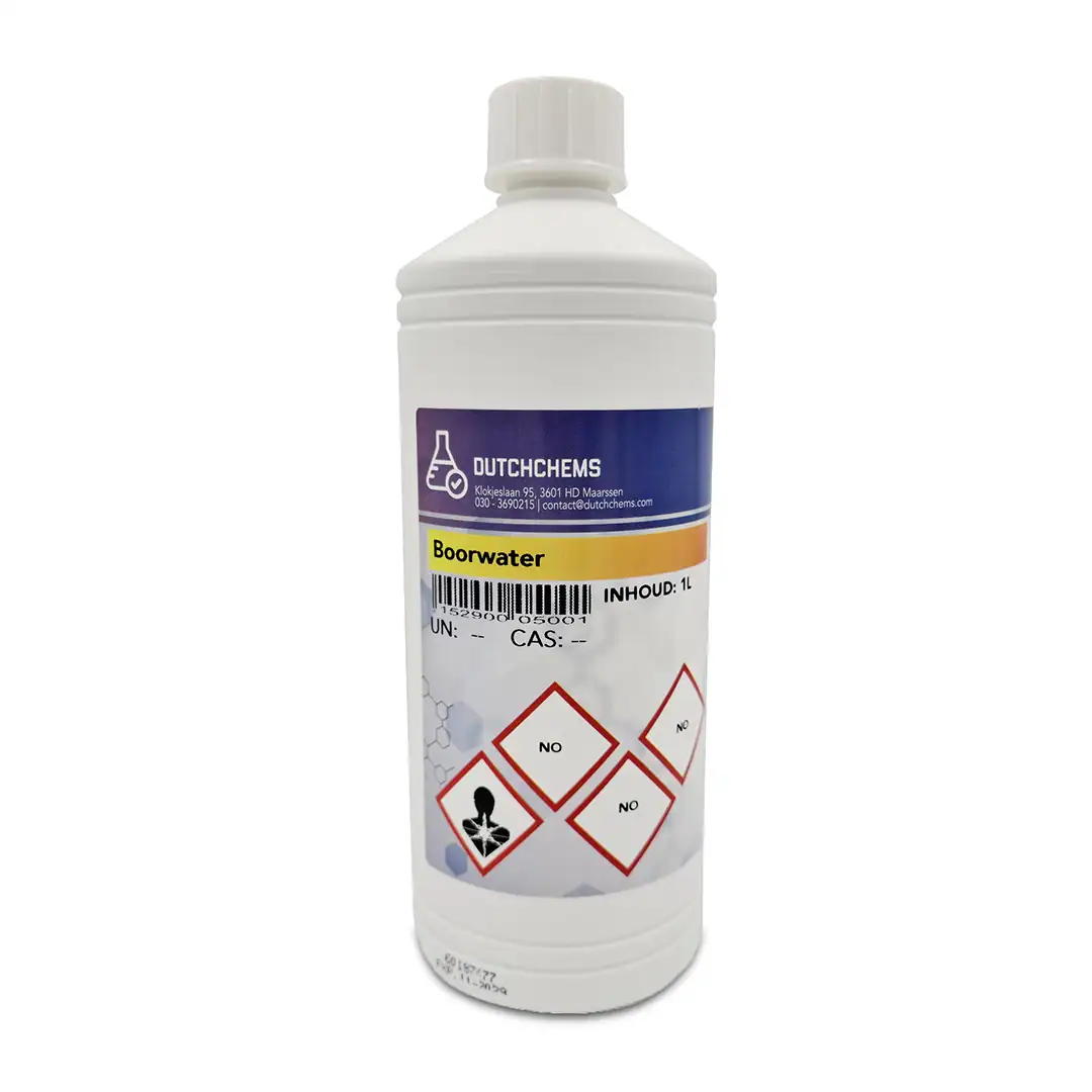Borwasser_1L Eine weiße Flasche Boorwater von DutchChems
