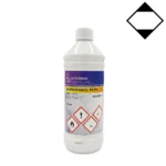 Kunststoffflasche mit 1 Liter 30 % Salzsäurelösung und Sicherheitsinformationen auf dem Etikett.