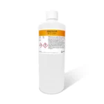 Kunststoffflasche mit 1 Liter 30 % Salzsäurelösung und Sicherheitsinformationen auf dem Etikett.